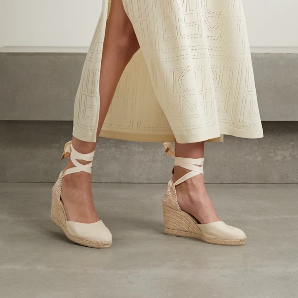 Castaner Carina Ivory 80 mm Canvas Wedge Espadrilles